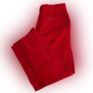 Charleston Khakis Vintage Bright Red Corduroy Flat Front Pants Mens 37-30